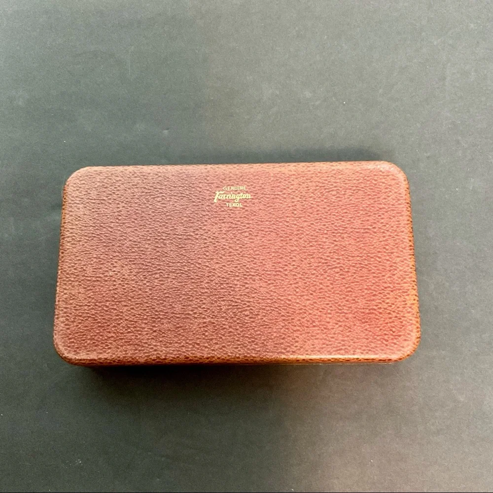 Vintage Mid Century Modern Farrington Texol Jewelry Box Brown - Picture 6 of 10